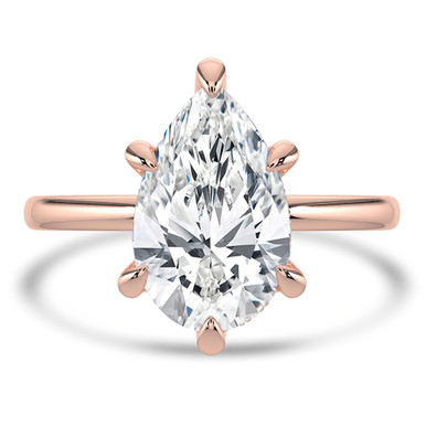 Pear Diamond Hidden Halo Solitaire with Accents Engagement Ring in Rose Gold (MVSLG1351-R)