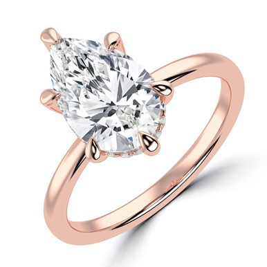 Pear Diamond Hidden Halo Solitaire with Accents Engagement Ring in Rose Gold (MVSLG1351-R)