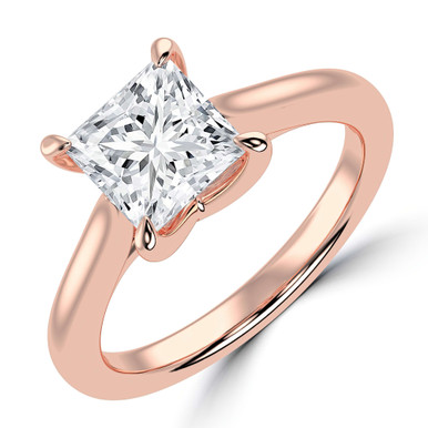 Princess Diamond Cathedral Trellis Solitaire Engagement Ring in Rose Gold (MVSLG1350-R)