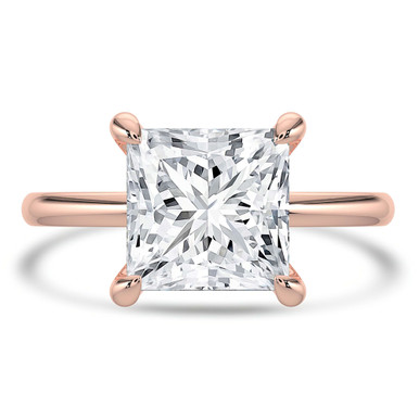 Princess Diamond Open Bridge Hidden Halo Solitaire with Accents Engagement Ring in Rose Gold (MVSLG1348-R)
