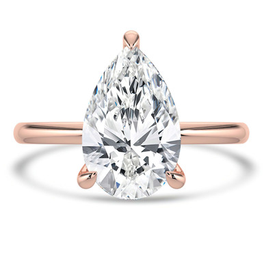 Pear Diamond Open Bridge Hidden Halo Solitaire with Accents Engagement Ring in Rose Gold (MVSLG1347-R)