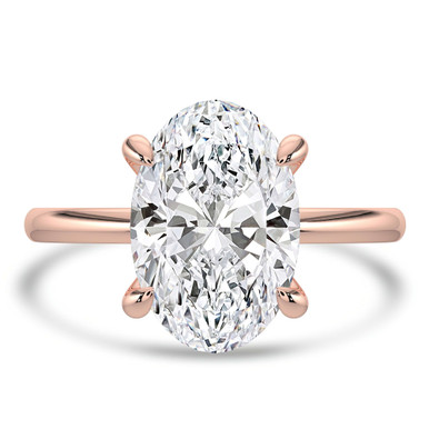 Oval Diamond Open Bridge Hidden Halo Solitaire with Accents Engagement Ring in Rose Gold (MVSLG1346-R)