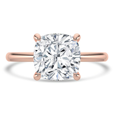 Cushion Diamond Open Bridge Hidden Halo Solitaire with Accents Engagement Ring in Rose Gold (MVSLG1345-R)