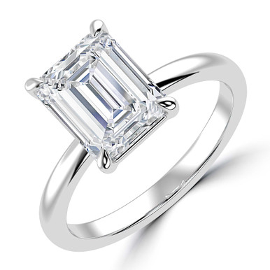 Emerald Diamond Open Bridge Solitaire Engagement Ring in White Gold (MVSLG1344-W)