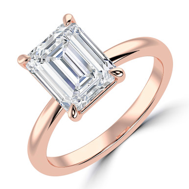 Emerald Diamond Open Bridge Solitaire Engagement Ring in Rose Gold (MVSLG1344-R)