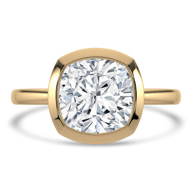 Cushion Diamond Open Bridge Bezel Set Solitaire Engagement Ring in Yellow Gold (MVSLG1340-Y)