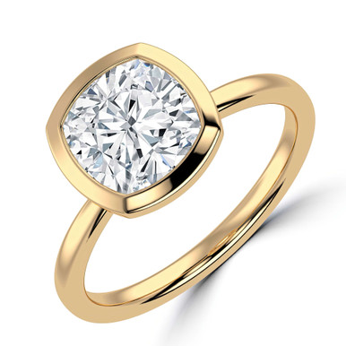 Cushion Diamond Open Bridge Bezel Set Solitaire Engagement Ring in Yellow Gold (MVSLG1340-Y)