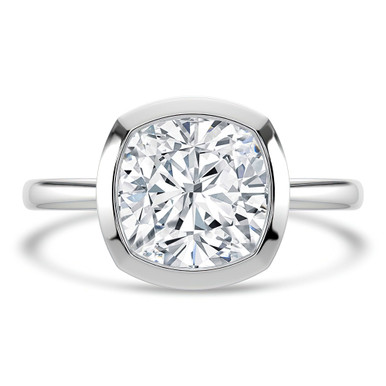 Cushion Diamond Open Bridge Bezel Set Solitaire Engagement Ring in White Gold (MVSLG1340-W)
