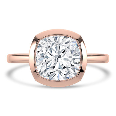 Cushion Diamond Open Bridge Bezel Set Solitaire Engagement Ring in Rose Gold (MVSLG1340-R)