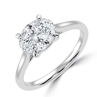 Oval Diamond Cathedral Open Bridge Solitaire Engagement Ring in White Gold (MVSLG1337-W)