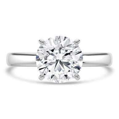 Round Diamond Tapered Solitaire Engagement Ring in White Gold (MVSLG1336-W)