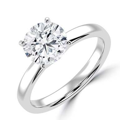 Round Diamond Tapered Solitaire Engagement Ring in White Gold (MVSLG1336-W)