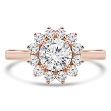 Round Diamond Tapered Floral Halo Engagement Ring in Rose Gold (MVSLG1308-R)