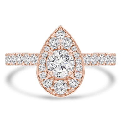 Round Diamond Pear Halo Engagement Ring in Rose Gold with Accents (MVSLG1307-R)