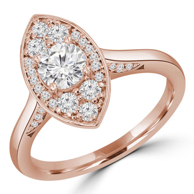 Round Diamond Marquise Cathedral Halo Engagement Ring in Rose Gold (MVSLG1306-R)