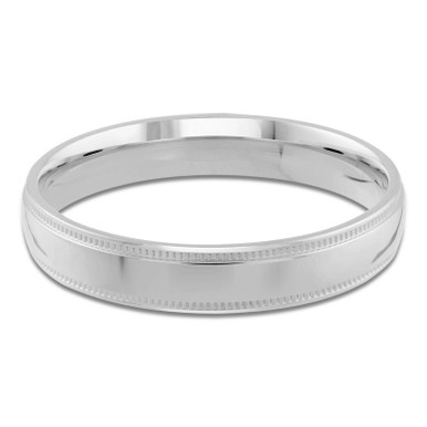 4 MM Milgrained Comfort Fit Classic Mens Wedding Band in White Gold (MDVBC0006-4MM-W)