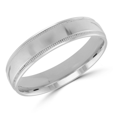 5 MM Milgrained Comfort Fit Classic Mens Wedding Band in White Gold (MDVBC0006-5MM-W)
