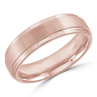 6 MM Alternative Mens Wedding Band in Rose Tungsten 14K Gold Plated (MDVBA0050)
