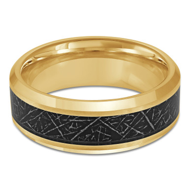 8 MM Alternative Mens Wedding Band in Yellow Tungsten 14K Gold Plated (MDVBA0059)