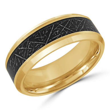 8 MM Alternative Mens Wedding Band in Yellow Tungsten 14K Gold Plated (MDVBA0059)