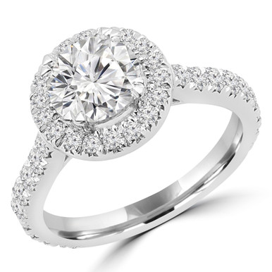 Round Diamond Round Halo Engagement Ring in White Gold