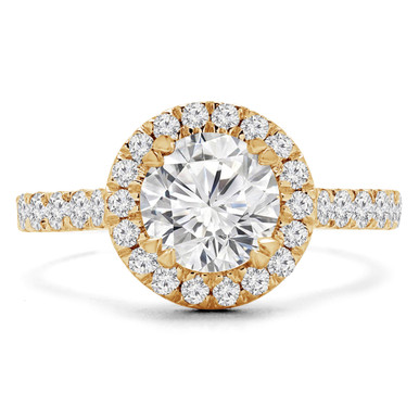 Round Diamond Round Halo Engagement Ring in Yellow Gold