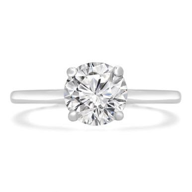 Round Diamond Solitaire Engagement Ring in White Gold