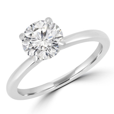 Round Diamond Solitaire Engagement Ring in White Gold
