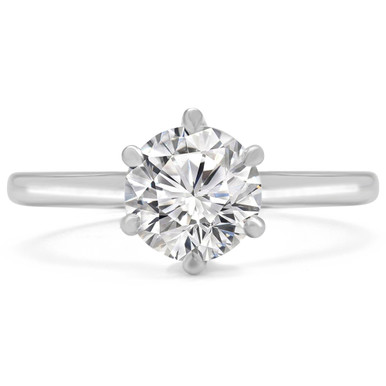 Round Diamond Solitaire Engagement Ring in White Gold