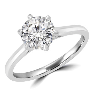 Round Diamond Solitaire Engagement Ring in White Gold