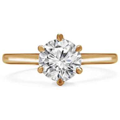 Round Diamond Solitaire Engagement Ring in Yellow Gold