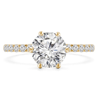 Round Diamond Solitaire with Accents Engagement Ring in Yellow Gold
