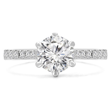 Round Diamond Solitaire with Accents Engagement Ring in White Gold