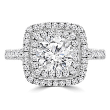Round Diamond Halo Engagement Ring in White Gold