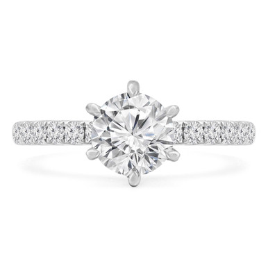 Round Diamond Solitaire with Accents Engagement Ring in White Gold