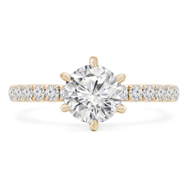 Round Diamond Solitaire with Accents Engagement Ring in Yellow Gold