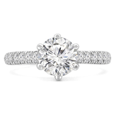 Round Diamond Solitaire with Accents Engagement Ring in White Gold