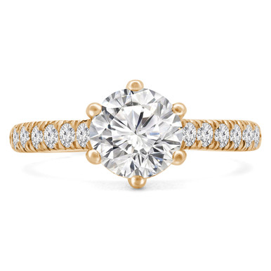 Round Diamond Solitaire with Accents Engagement Ring in Yellow Gold