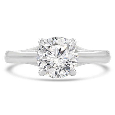 Round Diamond Solitaire Engagement Ring in White Gold