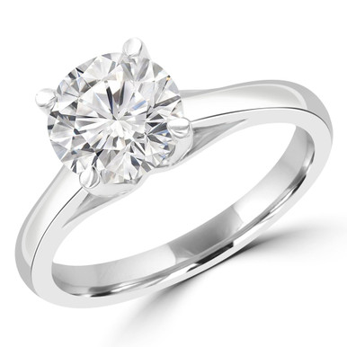 Round Diamond Solitaire Engagement Ring in White Gold