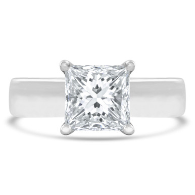 Princess Diamond Solitaire with Accents Engagement Ring in White Gold