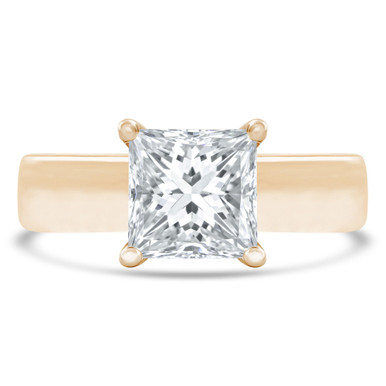 Princess Diamond Solitaire with Accents Engagement Ring in Yellow Gold