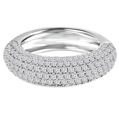 Round Diamond Semi-Eternity Wedding Band Ring in White Gold (MDR140063)