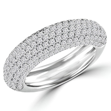 Round Diamond Semi-Eternity Wedding Band Ring in White Gold (MDR140063)