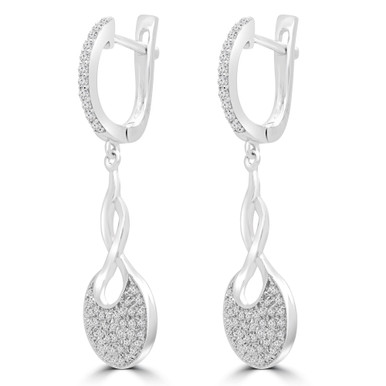 Round Diamond Infinity Cluster Drop/Dangle Earrings in White Gold (MDR180007)