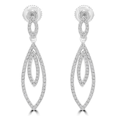 Round Diamond Marquise Drop/Dangle Earrings in White Gold (MDR180013)