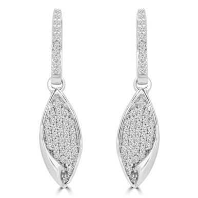 Round Diamond Marquise Cluster Drop/Dangle Earrings in White Gold (MDR180015)