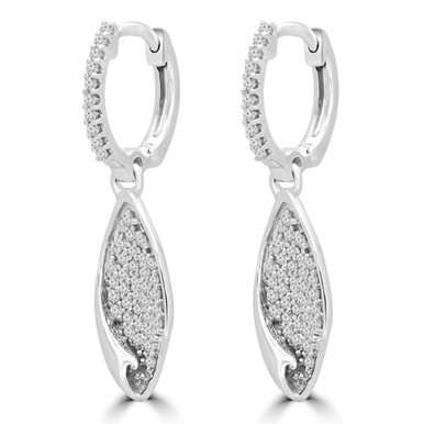 Round Diamond Marquise Cluster Drop/Dangle Earrings in White Gold (MDR180015)