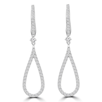 Round Diamond Pear Loop Drop/Dangle Earrings in White Gold (MDR190005)