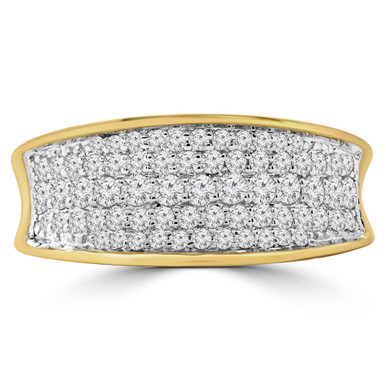 Round Diamond Concave 5 Row Semi-Eternity Wedding Band Ring in Yellow Gold (MDR190044)